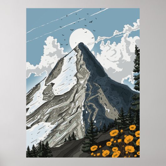 Zwitserland besneeuwde berg poster (Voorkant)