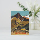 Zwitserland busreis, reis vintage briefkaart (Staand voorkant)