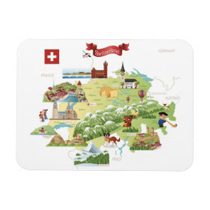Zwitserland Cartoon Map Magneet