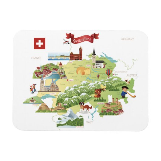 Zwitserland Cartoon Map Magneet (Horizontaal)
