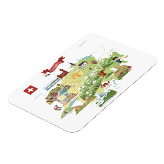Zwitserland Cartoon Map Magneet (Linkerzijde)