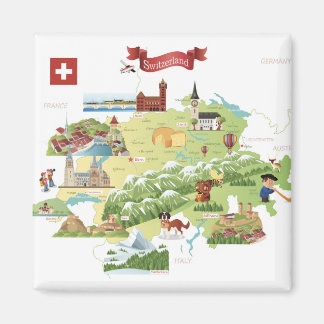 Zwitserland Cartoon Map Magneet