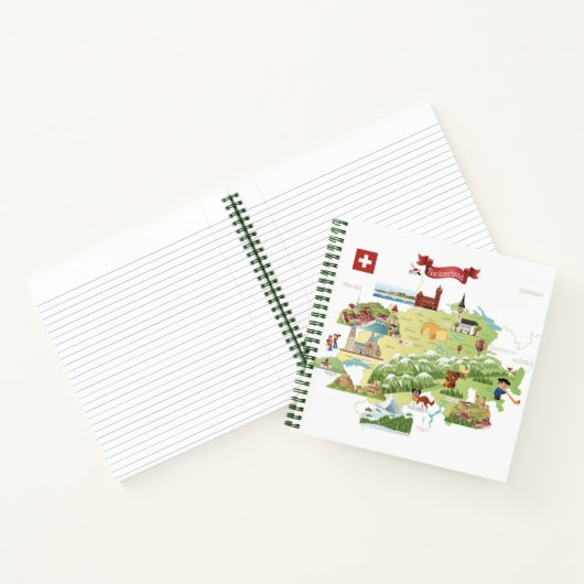 Zwitserland Cartoon Map Notitieboek (Binnen)