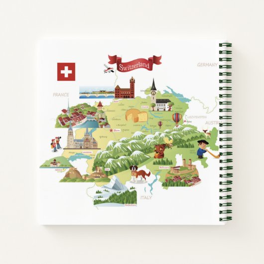 Zwitserland Cartoon Map Notitieboek (Achterkant)