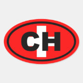 Zwitserland CH Europees Ovale Sticker (Voorkant)