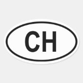 Zwitserland "CH" Ovale Sticker (Voorkant)