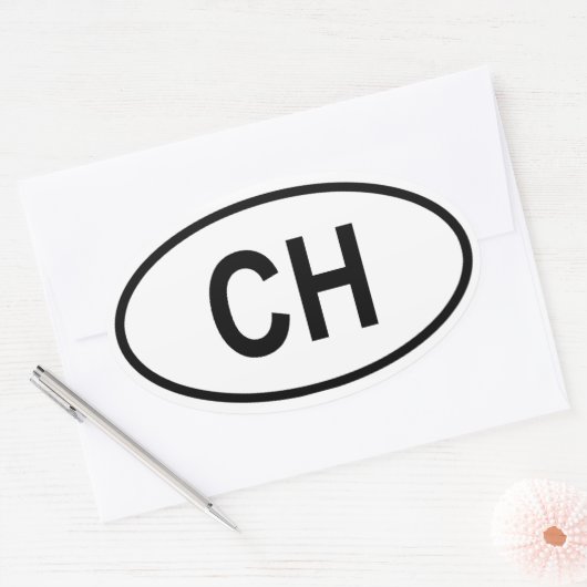Zwitserland "CH" Ovale Sticker (Envelop)