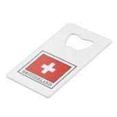 Zwitserland Creditkaart Flessenopener (Voorkant Gekanteld)