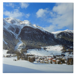 Zwitserland dorp in de bergvallei tegeltje