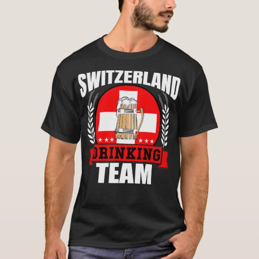 Zwitserland Drink team Funny Swiss Flag Beer T-shirt (Voorkant)