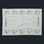 Zwitserland Edelweiss bloemen Zwitserland script Theedoek<br><div class="desc">Zwitserse Edelweiss keukenhanddoeken. Zwitserland script keukenhanddoeken met Edelweiss bloemen.</div>
