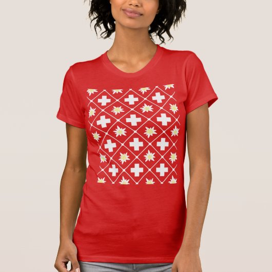 Zwitserland Edelweiss-patroon T-shirt (Voorkant)