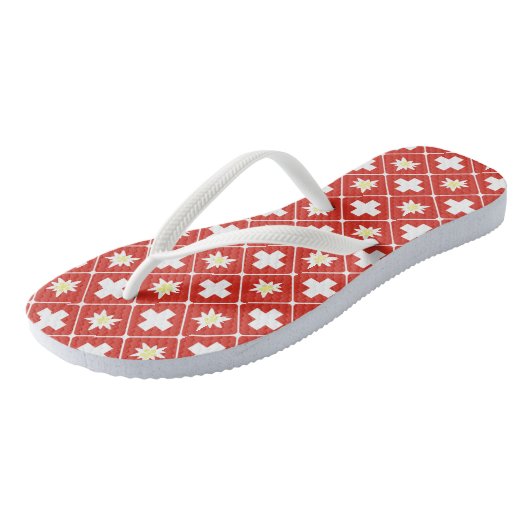 Zwitserland Edelweiss-patroon Teenslippers (Schuin)