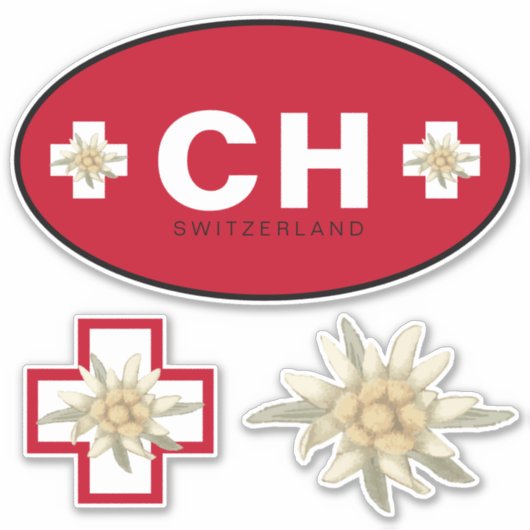 Zwitserland Edelweiss Schweiz SWISS Suisse Sticker (Voorkant)