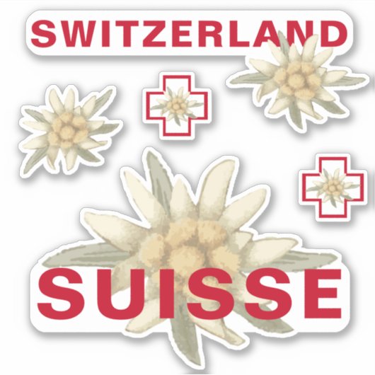 Zwitserland Edelweiss Schweiz SWISS Suisse Sticker (Voorkant)