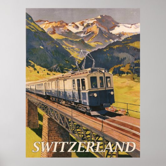 Zwitserland, elektrische trein, spoorweg poster (Voorkant)