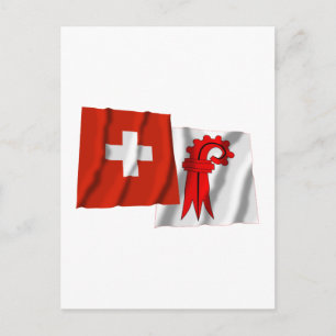 Zwitserland en Basel-Landschaft Waving Flags Briefkaart