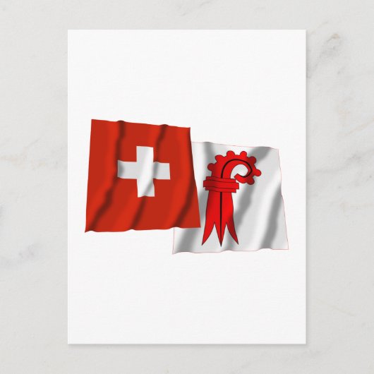 Zwitserland en Basel-Landschaft Waving Flags Briefkaart (Voorkant)