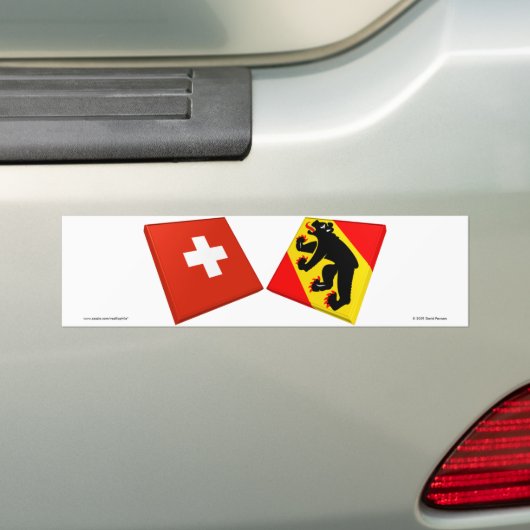 Zwitserland en Bern Flags Bumpersticker (Op auto)