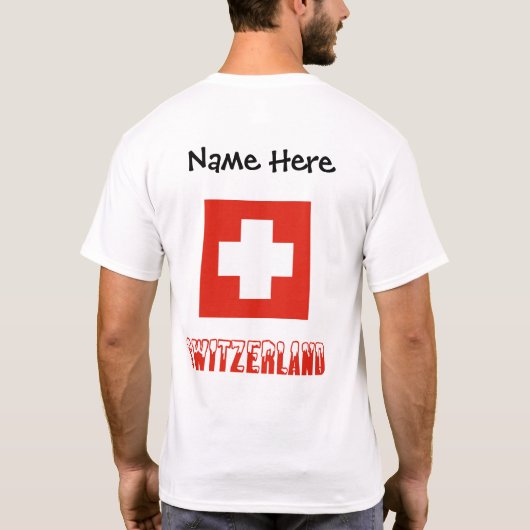 Zwitserland en de Zwitserse vlag met Jouw naam T-shirt (Achterkant)