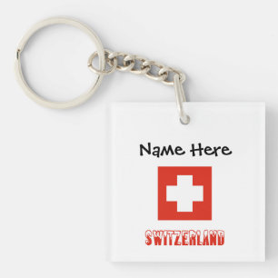 Zwitserland en Zwitserse vlag gepersonaliseerd  Sleutelhanger