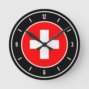 Zwitserland Flag Elegant Ronde Klok