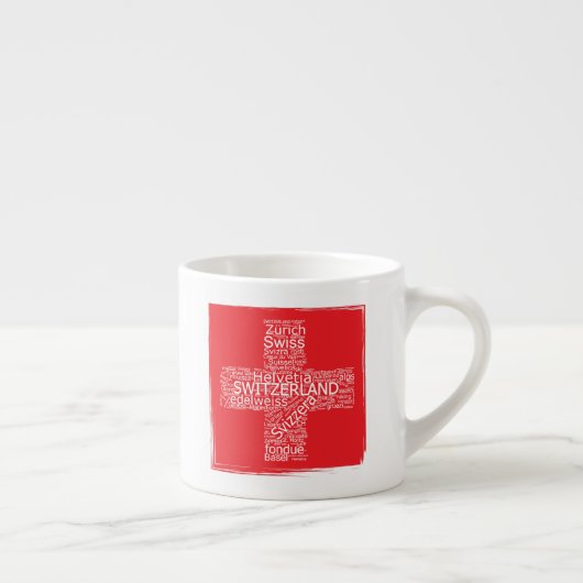 Zwitserland Flag Word Cloud Espresso Kop (Rechts)