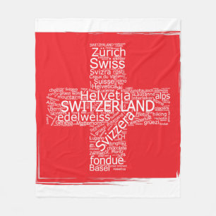 Zwitserland Flag Word Cloud Fleece Deken