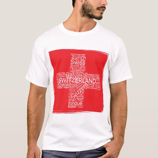 Zwitserland Flag Word Cloud  T-shirt (Voorkant)