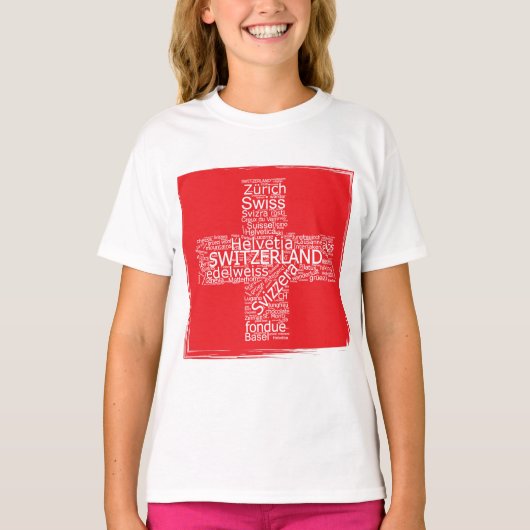 Zwitserland Flag Word Cloud T-shirt (Voorkant)