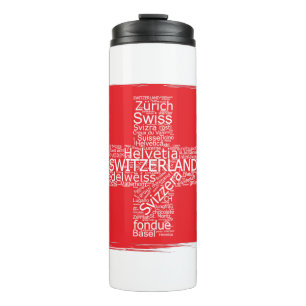 Zwitserland Flag Word Cloud  Thermosbeker
