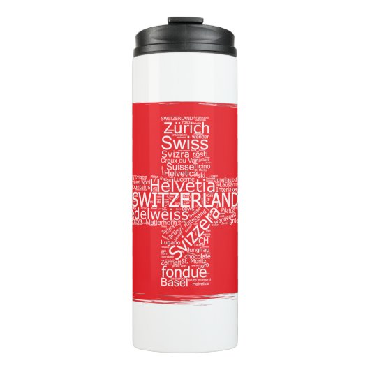 Zwitserland Flag Word Cloud Thermosbeker (Voorkant)