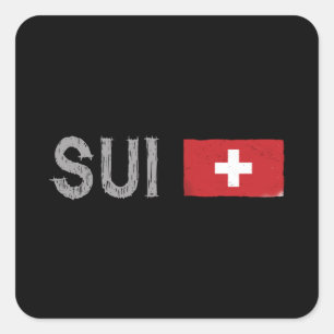 Zwitserland Football Van Shirt Zwitserse vlag Vierkante Sticker