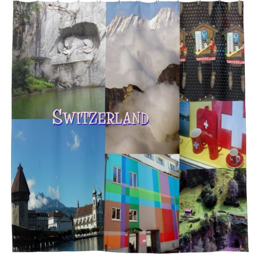 Zwitserland Fotocollage Douchegordijn (Voorkant)