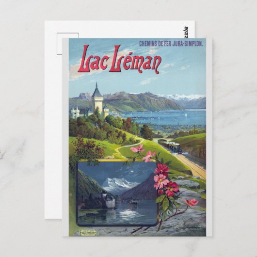 Zwitserland Frankrijk Meer van Genève Leman Briefkaart (Voorkant / Achterkant)