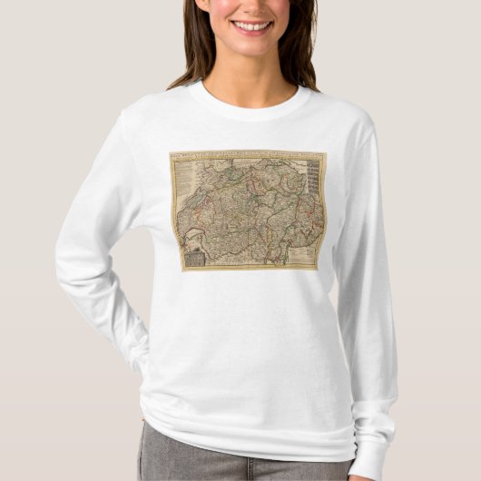 Zwitserland gegraveerde kaart t-shirt (Voorkant)