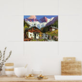 Zwitserland, Gletscherwelt, dorp Poster (Keuken)