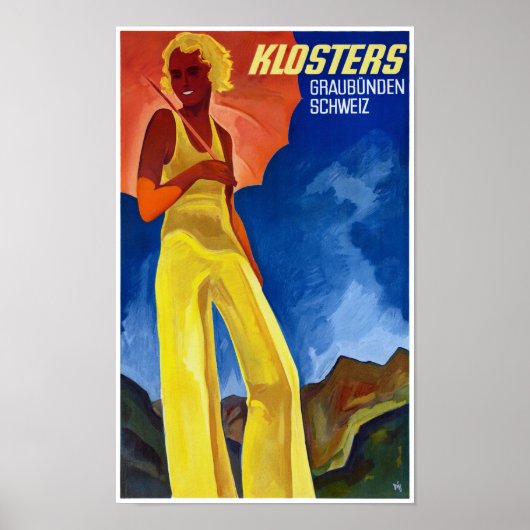 Zwitserland Graubünden Vintage Poster teruggezet (Voorkant)