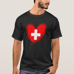 Zwitserland Hart Zwitserse Vlag Patriottische Mann T-shirt