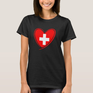 Zwitserland Hart Zwitserse Vlag Patriottische Mann T-shirt