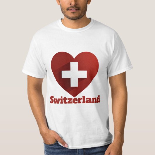 Zwitserland Hartvlag T-Shirt (Voorkant)