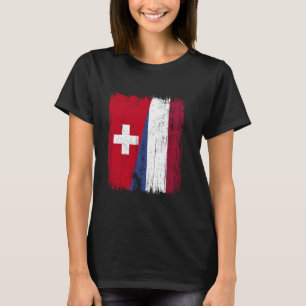 Zwitserland Holland Halve Vlag Zwitserse Nederland T-shirt