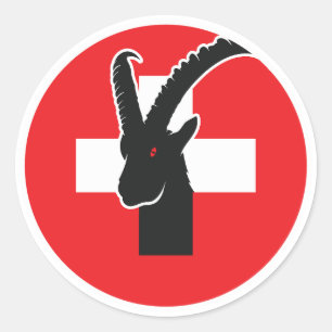Zwitserland Ibex Zwitserse nationale dierenvlag Ronde Sticker