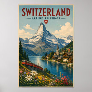 Zwitserland Illustratie Reis Kunst Vintage Poster