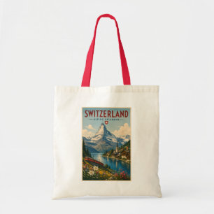 Zwitserland Illustratie Reis Kunst Vintage Tote Bag