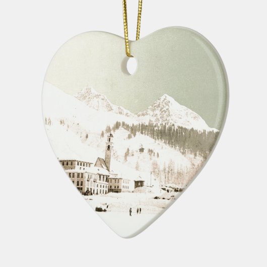 Zwitserland in de winter keramisch ornament (Links)