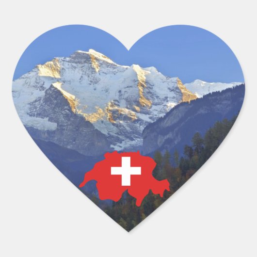 Zwitserland Jungfrau en vlag Hart Sticker (Voorkant)