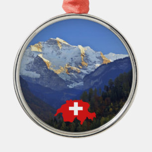 Zwitserland Jungfrau en vlag Metalen Ornament