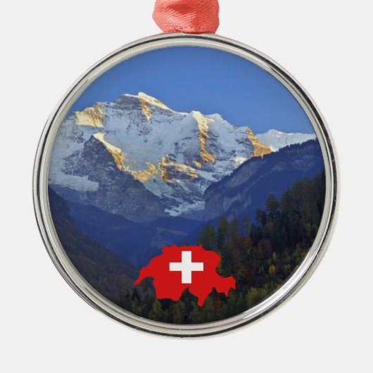 Zwitserland Jungfrau en vlag Metalen Ornament (Voorkant)
