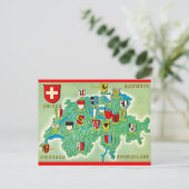 Zwitserland Kaart Ansichtkaart (Staand voorkant)